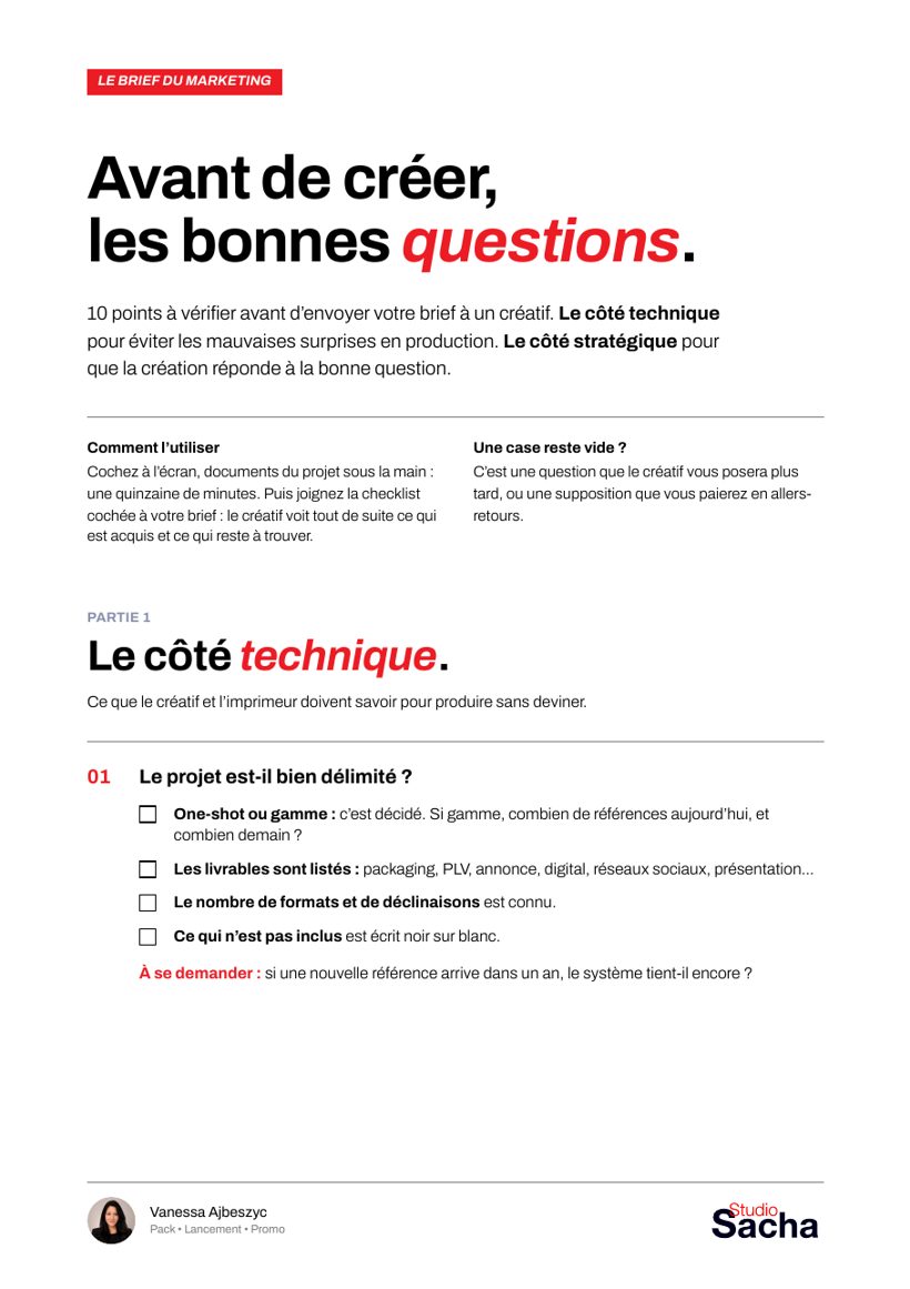 Couverture de la checklist « Avant de créer, les bonnes questions »